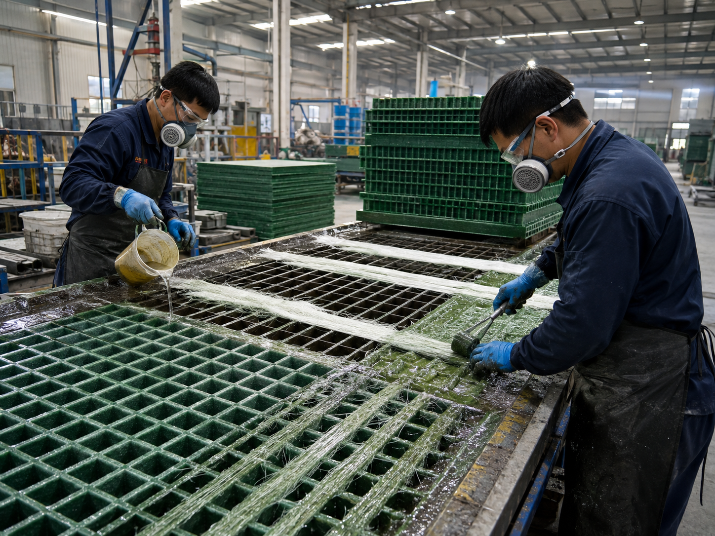 FRP pultruded profile production line in the Leihong factory