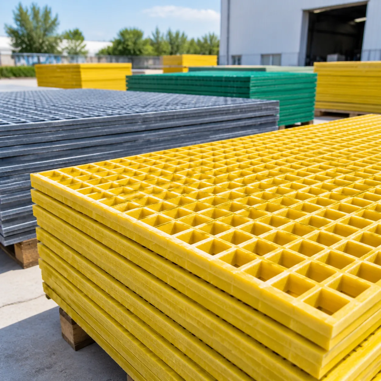 FRP grating panels for industrial facilities