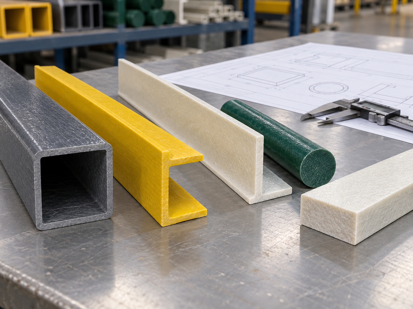 Custom FRP profile shapes, cut lengths and color options