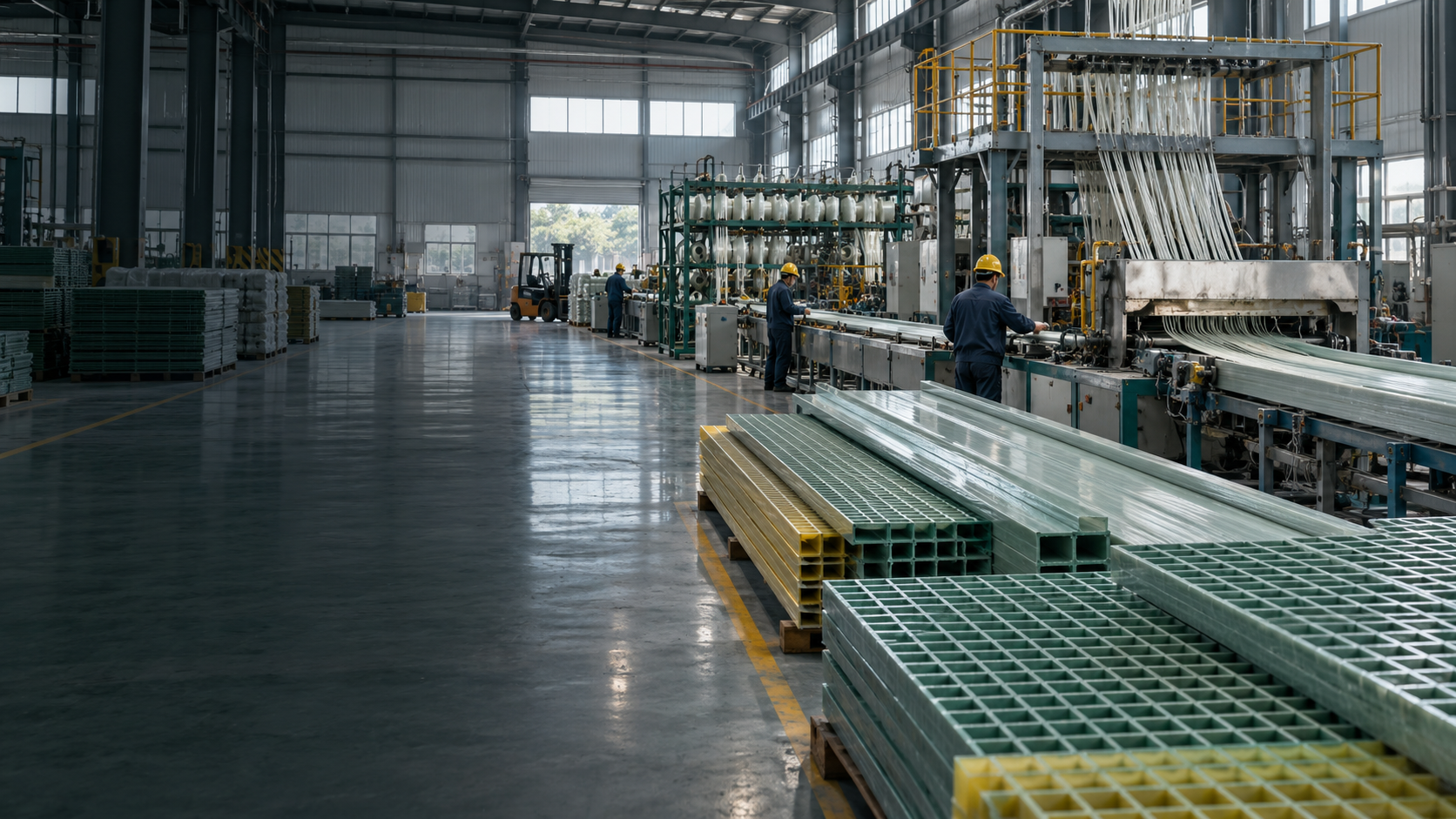 FRP manufacturing workshop scene